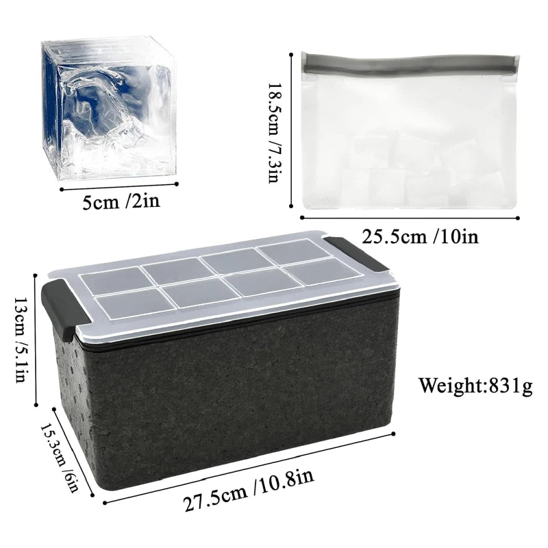 Molde para cubos de hielo transparente x8